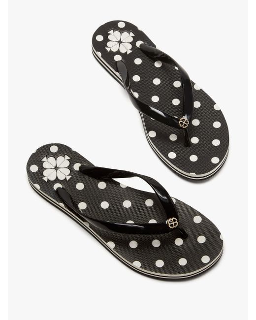 Kate Spade Flyaway Flip Flops in Black/Cream Dot (Black) Lyst