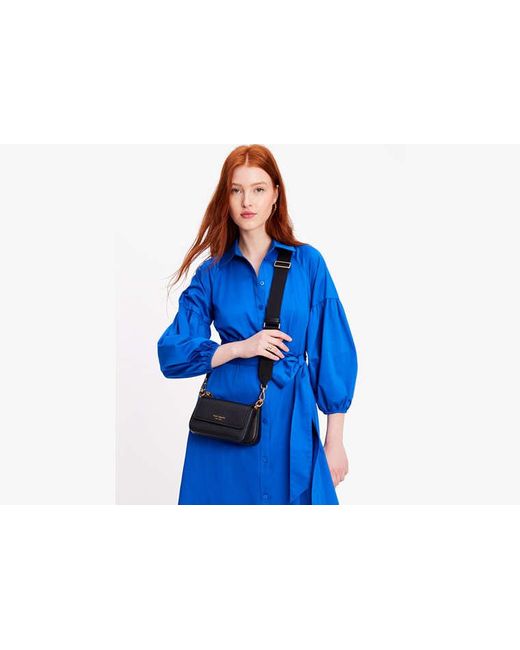 Kate Spade Black Double Up Pebbled Leather Crossbody
