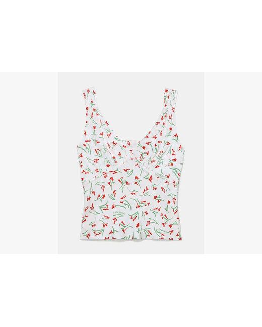 Kate Spade White Vibrant Buds Slip Tank