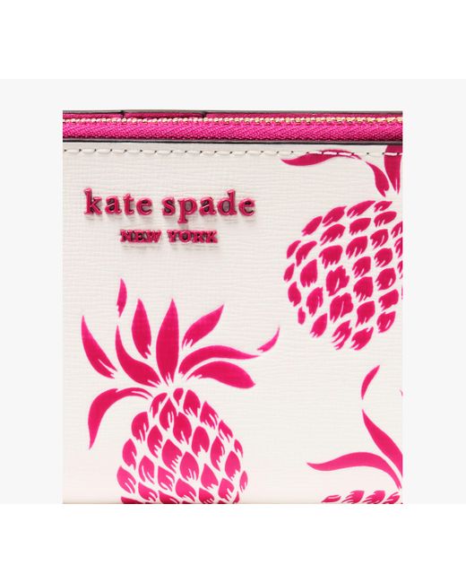 Kate Spade Pink Morgan Pineapple Embossed Small Slim Bifold Wallet