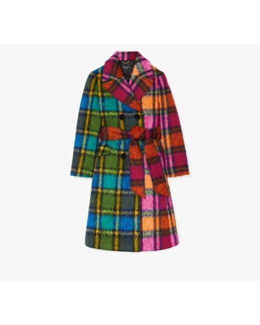 Kate Spade Red Grand Plaid Wool Coat