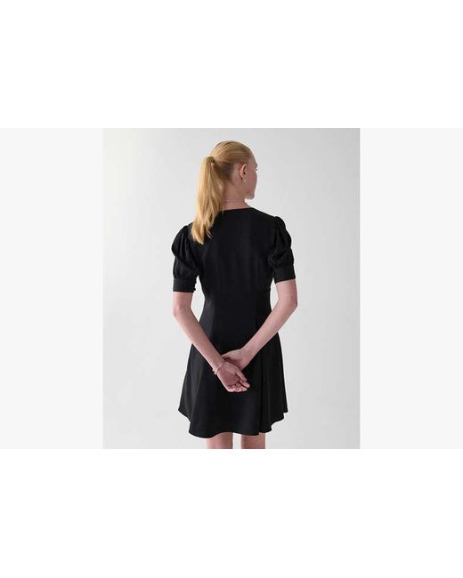 Kate Spade Black Fluid Puff Sleeve Mini Dress