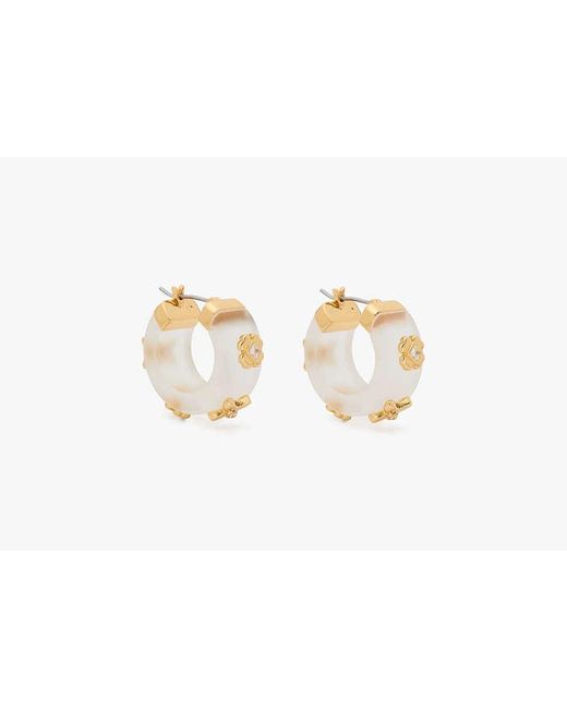 Kate Spade White Heritage Bloom Small Hoops