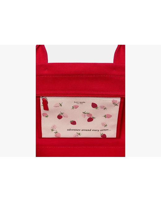 Kate Spade Red Dash Strawberry Canvas Tote Bag
