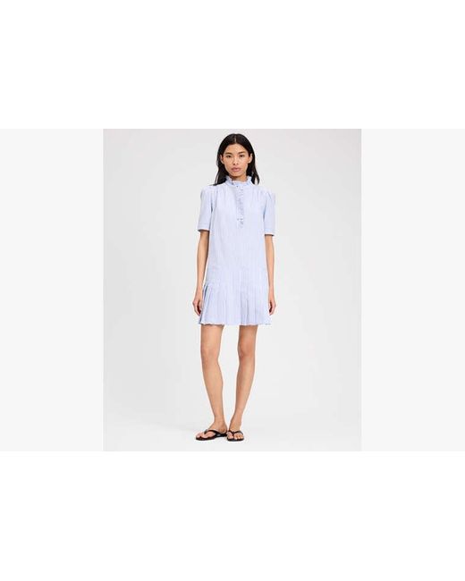 Kate Spade Blue Seersucker Pleated Shirt Dress