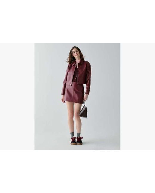 Kate Spade Red Faux Nappa Mini Skirt