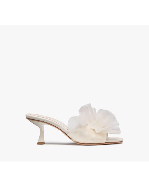 Kate Spade White Flourish Tulle Heeled Sandals