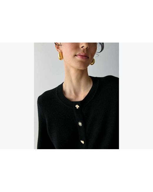 Kate Spade Black Novelty Button Nell Cardigan