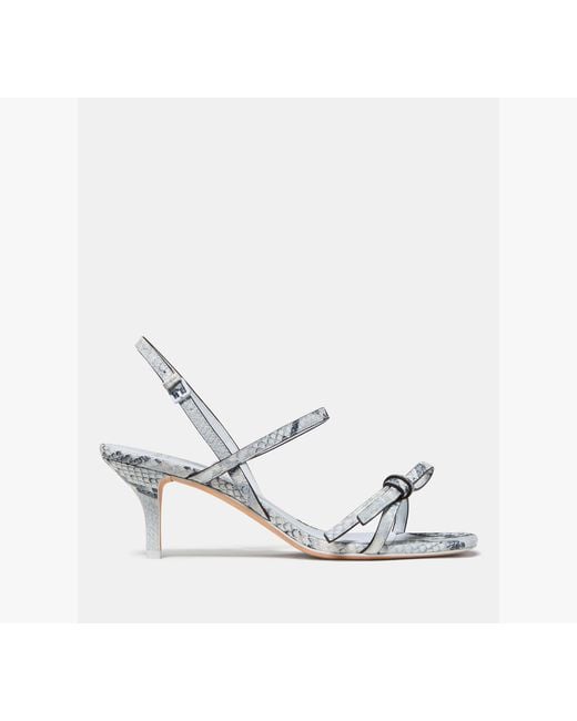 Kate Spade White Loop Snakeskin Kitten Heel Sandals
