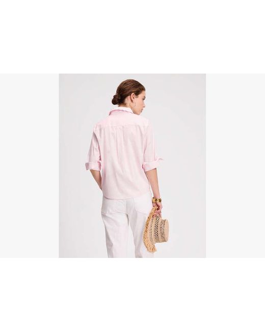 Kate Spade Pink Daisy Lace Collar Button Up Shirt