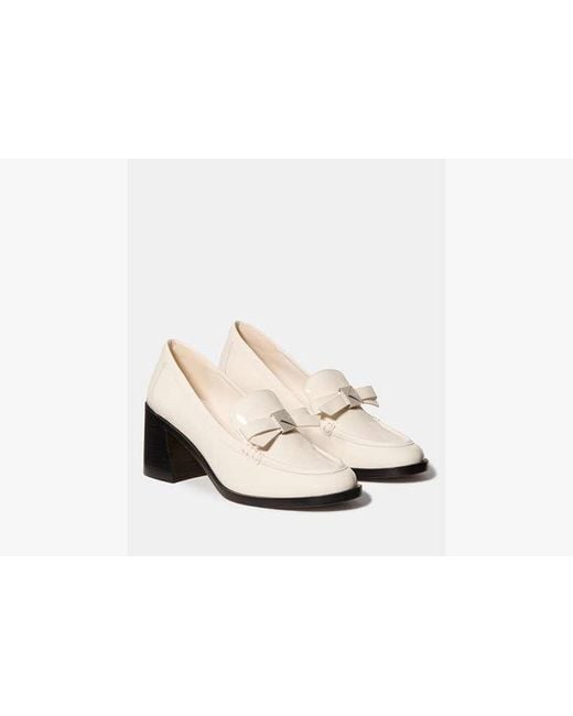 Kate Spade White Deco Bow Heeled Loafer