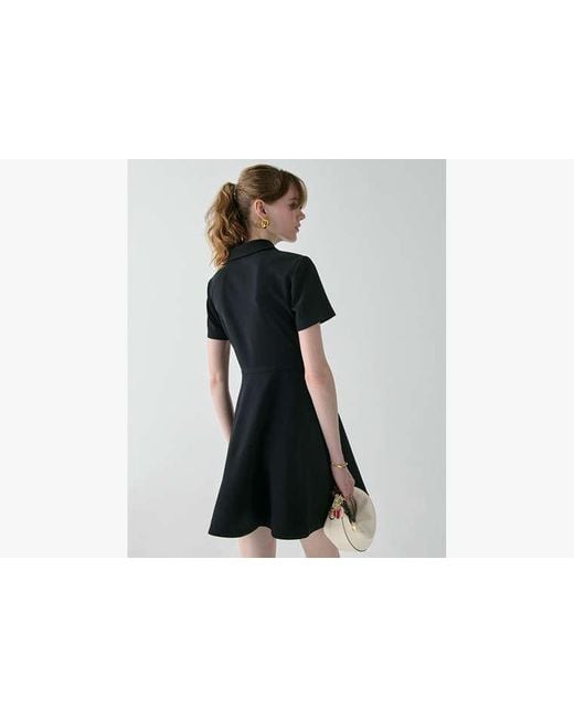 Kate Spade Blue Polo-Minikleid Aus Krepp Mit Goldenen Knöpfen