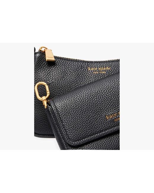 Kate Spade Black Double Up Pebbled Leather Crossbody