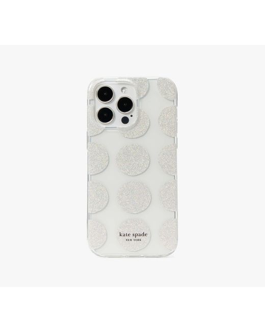 Kate Spade White Glitter Art Dots Hülle für iPhone 14 Pro Max