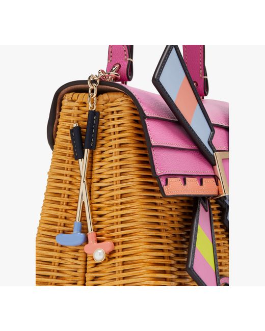 Kate Spade Pink Tee Time Wicker 3d Windmill Top-handle Bag