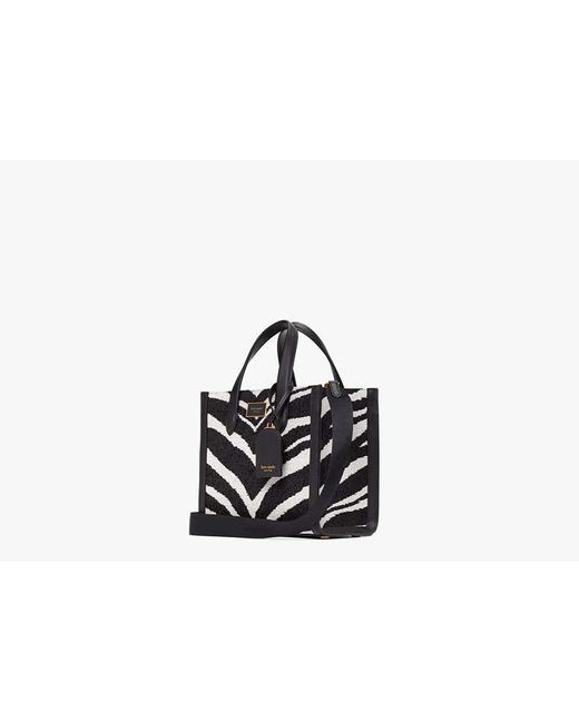 Kate Spade White Manhattan Bold Zebra Tote Bag Aus Bouclé-jacquard