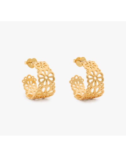Kate Spade Metallic Spade Flower Lace Hoops