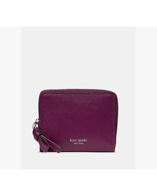 Kate Spade Purple Loop Pebbled Leather Small Zip Around Wallet