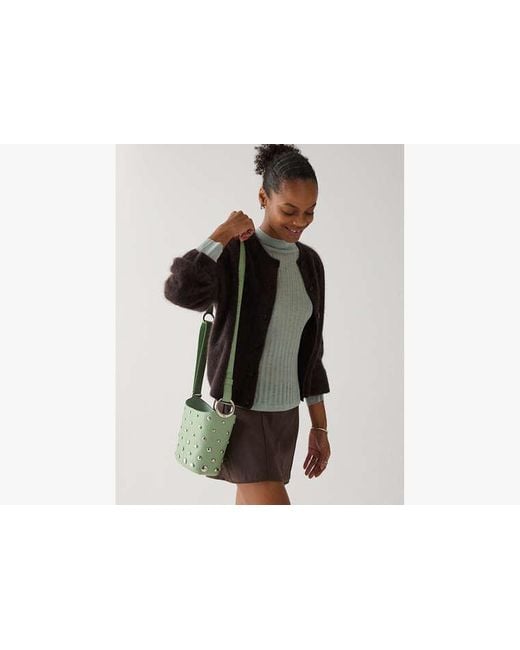 Kate Spade Green Halo Studded Mini Bucket Bag