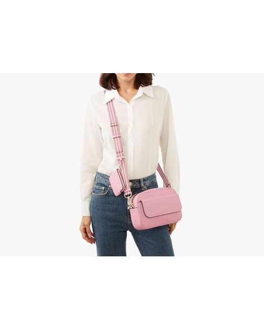 Kate Spade Pink Rosie Kameratasche aus genarbtem Leder mit Umschlag