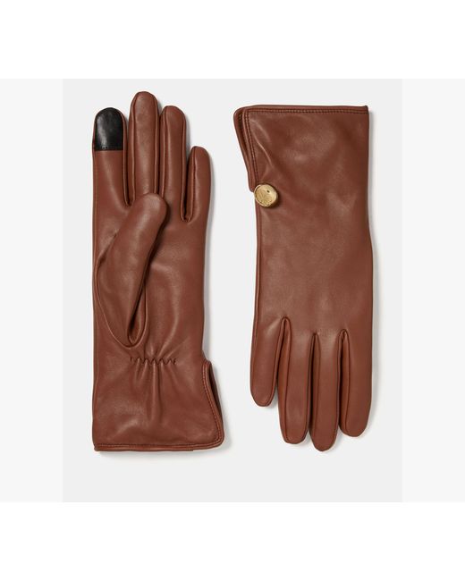 Kate Spade Brown Spade Flower Leather Gloves