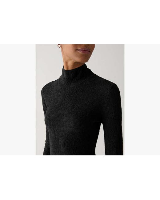 Kate Spade Black Lace Knit Turtleneck Top