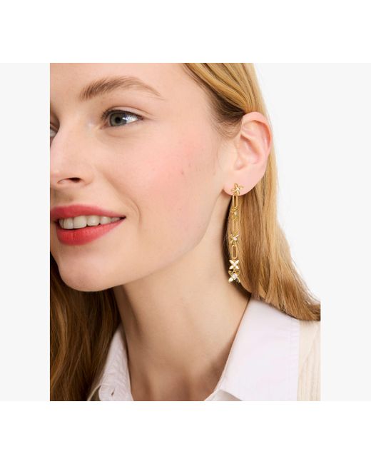 Kate Spade White Heritage Bloom Linear Earrings