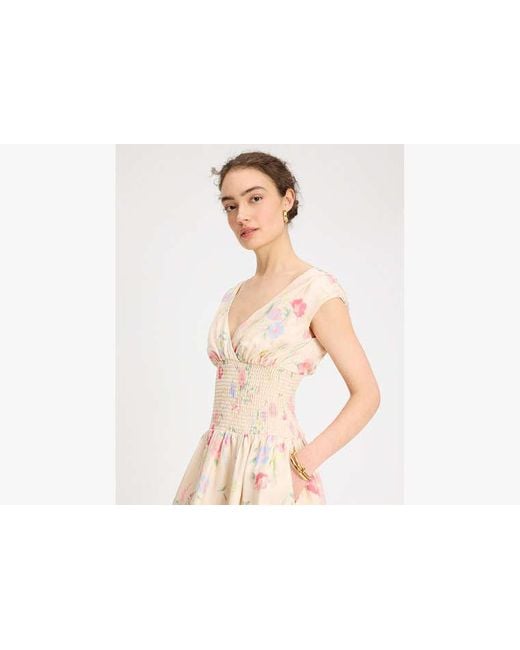 Kate Spade Black Whimsical Garden Smocked Midi Dress