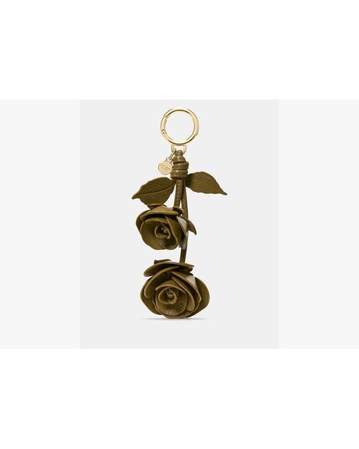 Kate Spade White Crinkle Patent Leather Stacked Rose Bag Charm
