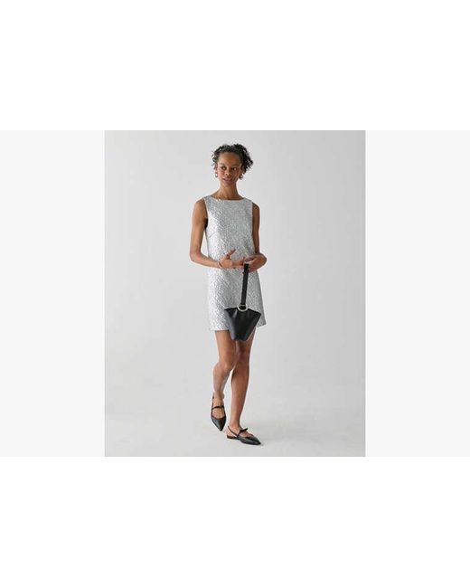 Kate Spade Gray Foil Lace Shift Dress