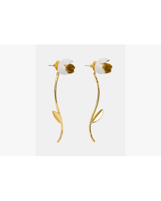 Kate Spade White Golden Bloom Floral Statement Earrings