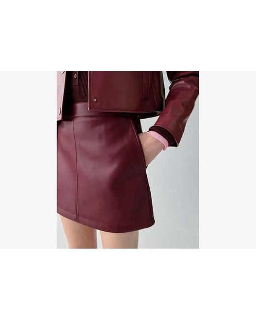 Kate Spade Red Faux Nappa Mini Skirt