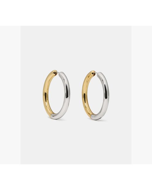 Kate Spade White Kate Spade Interlock Hoop Earring