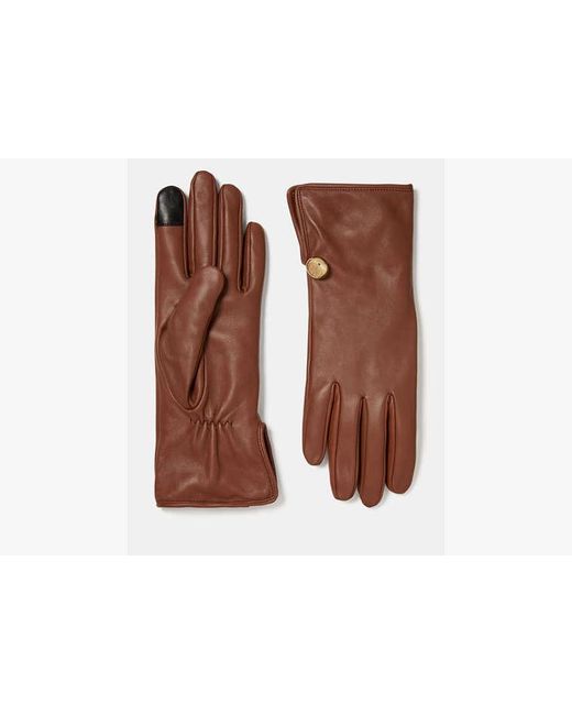 Kate Spade Brown Spade Flower Leather Gloves