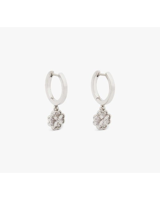 Kate Spade White Heritage Bloom Huggie Drop Earrings