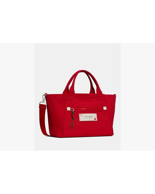 Kate Spade Red Dash Strawberry Canvas Tote Bag