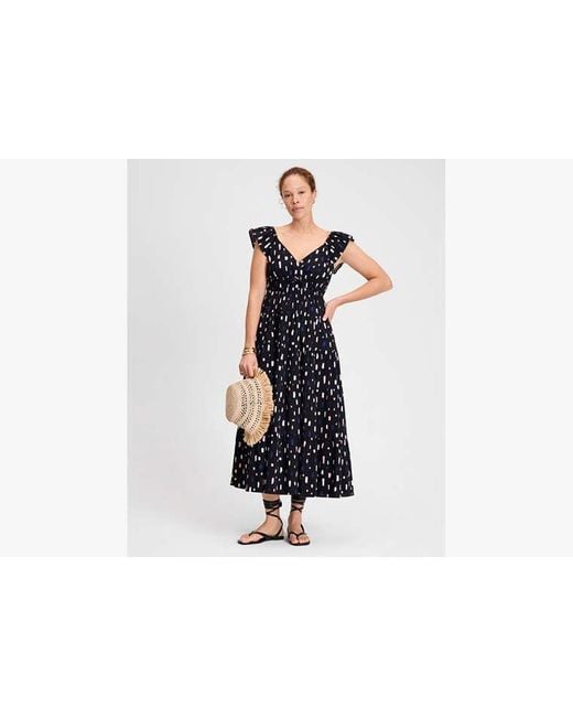 Kate Spade Black Painterly Strokes Flutter Sleeve Dress