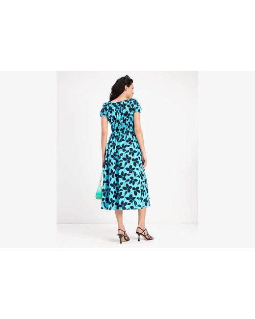 Kate Spade Blue Floral Vines Riviera Kleid