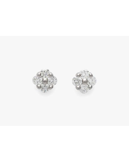Kate Spade White Fine Time To Shine Diamond Flower Studs