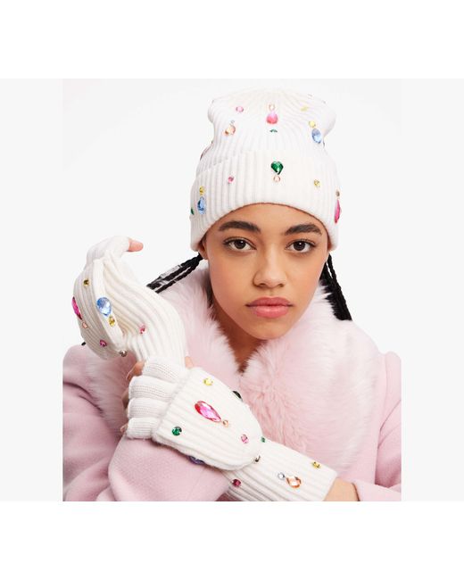 Kate Spade Pink Embellished Pop Top Gloves