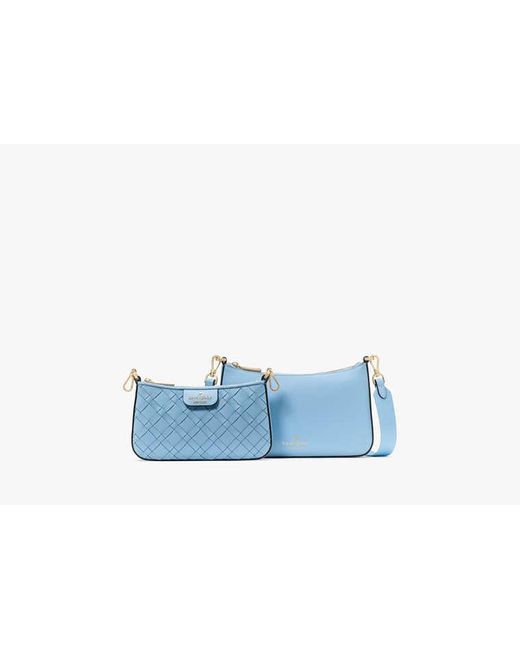 Kate Spade Blue Duet Woven Umhängetasche Aus Leder