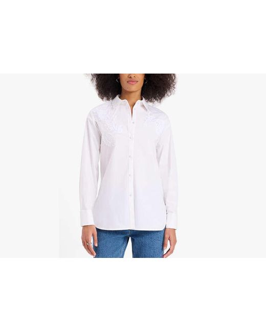 Kate Spade White Autumn Paisley Embroidered Shirt