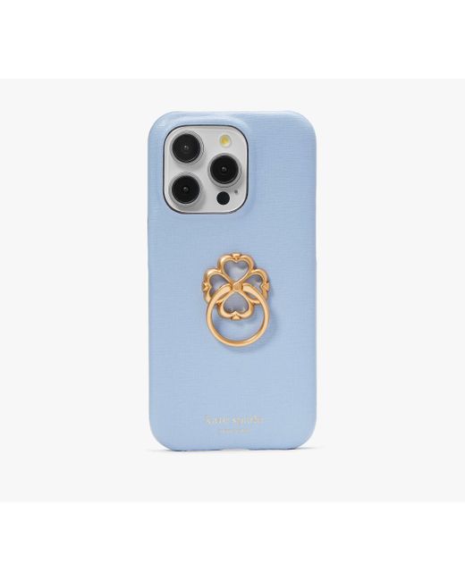 Kate Spade Blue Morgan Spade Hülle für iPhone 15 Pro mit Ringhalterung