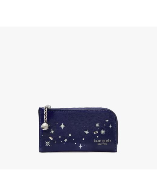 Kate Spade Blue Devin Embellished Small Slim Bifold Wallet