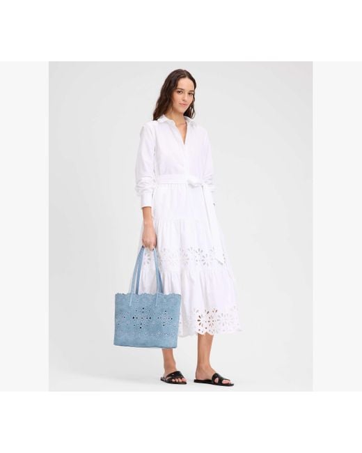 Kate Spade White Daisy Eyelet Long Sleeve Shirt Dress