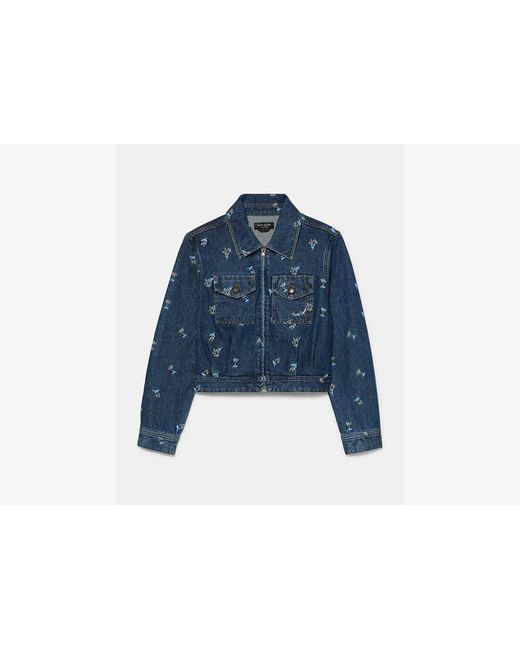 Kate Spade Blue Vibrant Buds Embroidered Denim Jacket