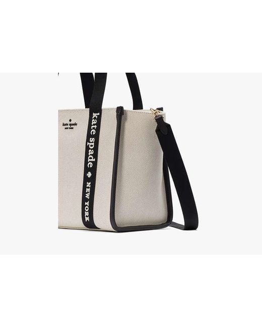 Kate Spade Black Kip Canvas Small Tote, Natural