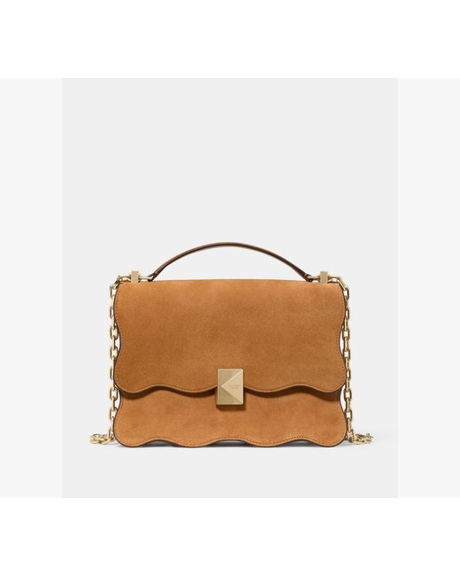 Kate Spade Brown Deco Wavy Suede Chain Shoulder Bag