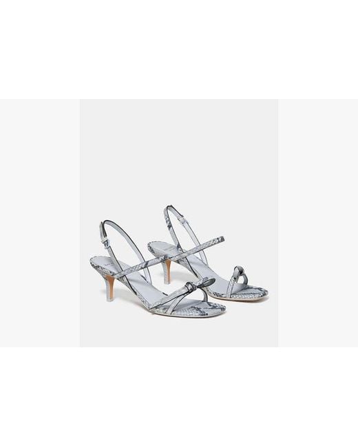 Kate Spade White Loop Snakeskin Kitten Heel Sandals