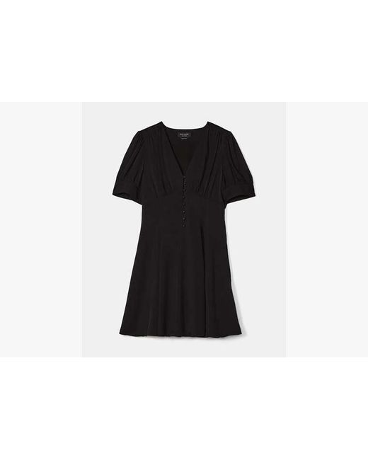 Kate Spade Black Fluid Puff Sleeve Mini Dress